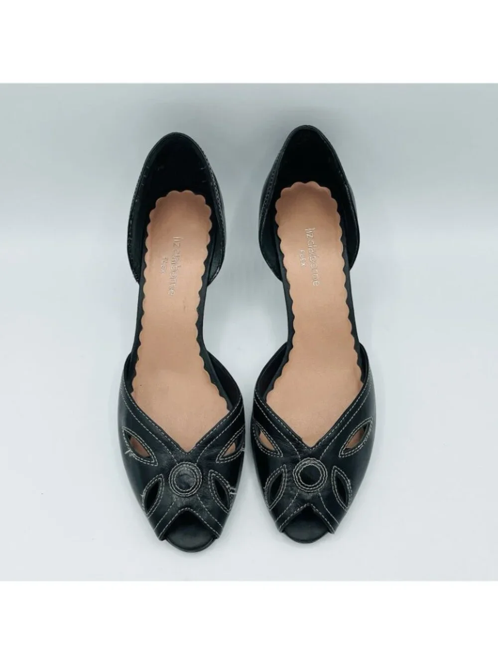 Liz Claiborne Shoes Women Size 9 M Black Leather Giselle Heels Slip On D'Orsay
